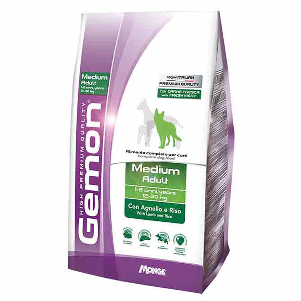 Alimento cane Monge Gemon Medium Adult agnello e riso 15kg
