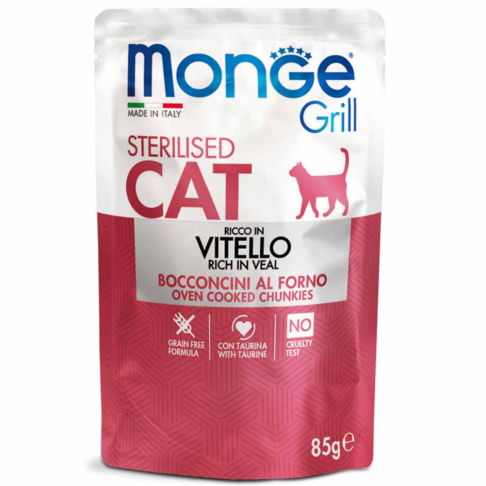 Alimento gatto Monge Grill sterilised Vitello 85g