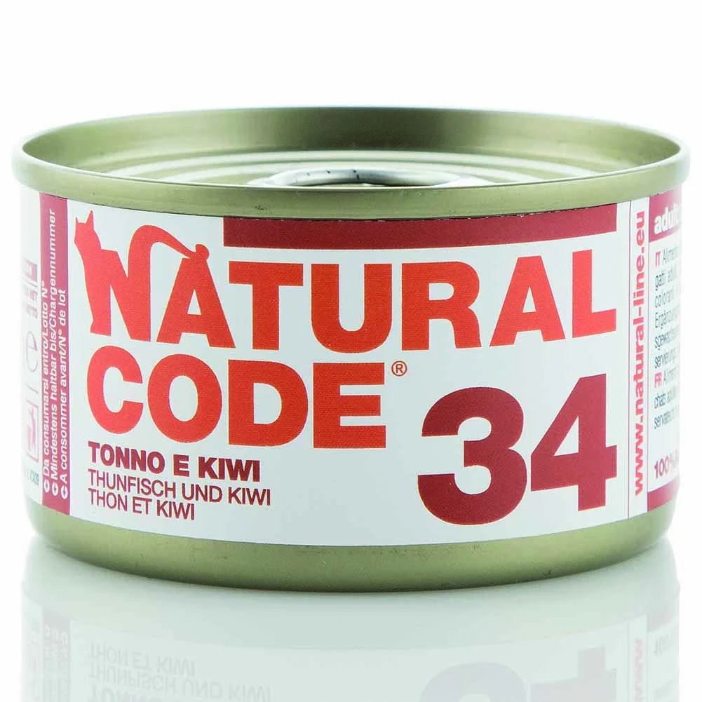Alimento gatto umido Natural Code 34 Tonno e kiwi 85g