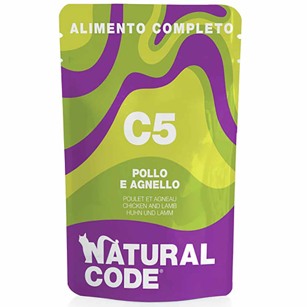 Alimento gatto umido Natural Code C5 Pollo e Agnello 70g