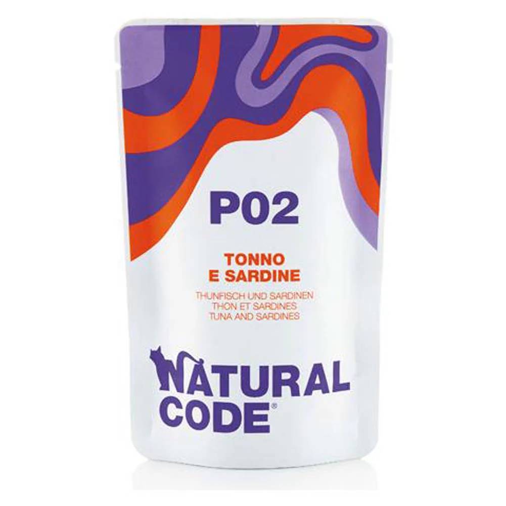Alimento gatto umido Natural Code P02 tonno e sardine 70g
