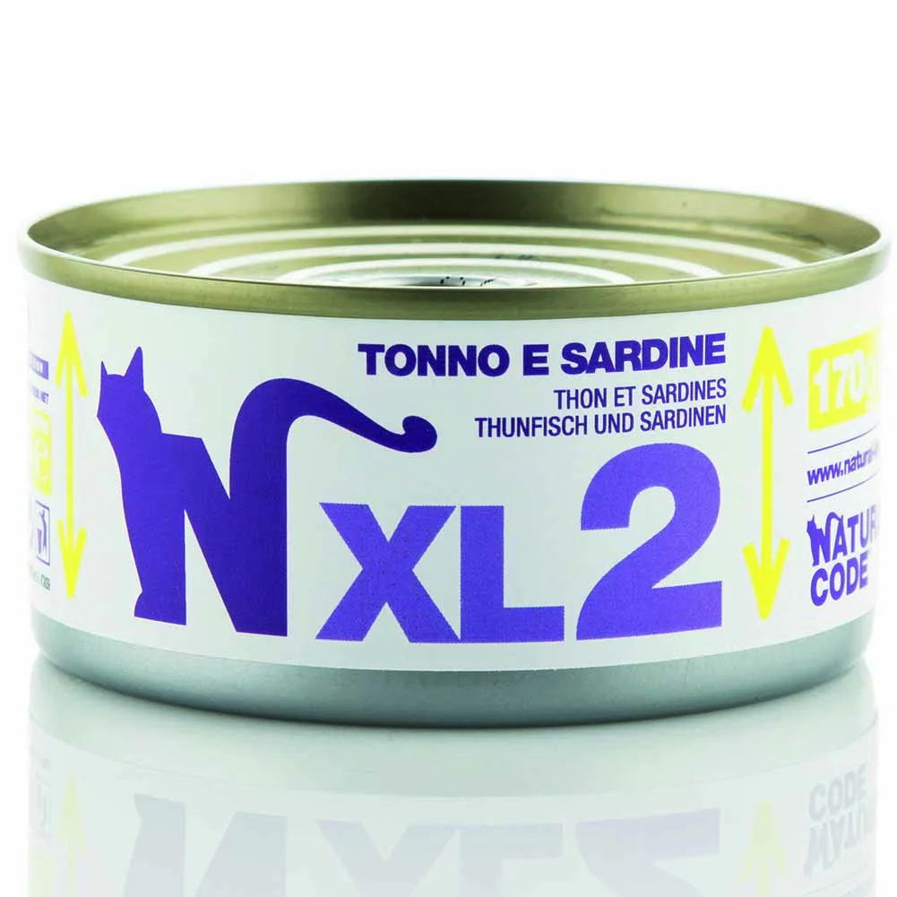 Alimento gatto umido Natural Code XL 2 tonno e sardine 170g