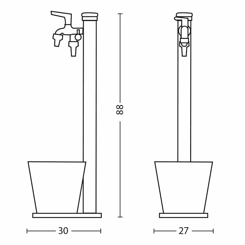 Fontana a colonna con vaschetta Tortora con impianto e rubinetto Bel Fer 42SRV16 - Image 3