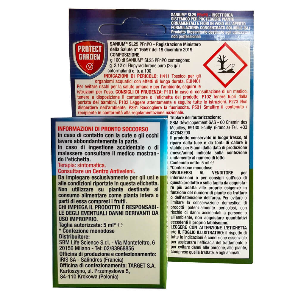 Insetticida sistemico Sanium SL25 PFnPO 5ml Protect Garden - Image 2