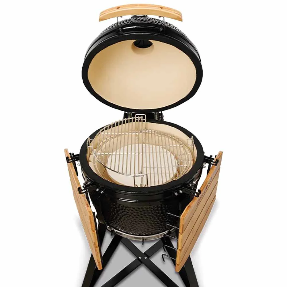 Kamado Bono Media Barbecue Kamado 52 cm Nero con Sistema di Cottura Dual Zone - Image 3