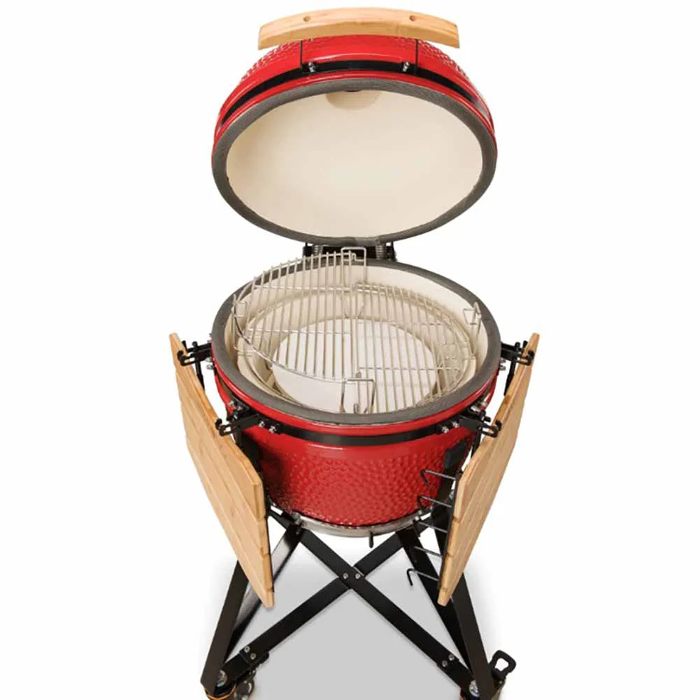 Kamado Bono Media Barbecue Kamado 52 cm Rosso con Sistema di Cottura Dual Zone - Image 3