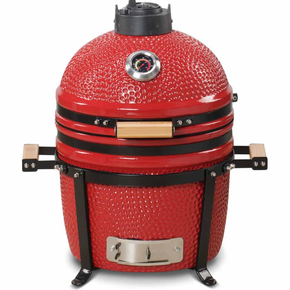 Kamado Bono Minimo Barbecue Kamado 40 cm Rosso Compatto con Sistema di Cottura Multifunzionale