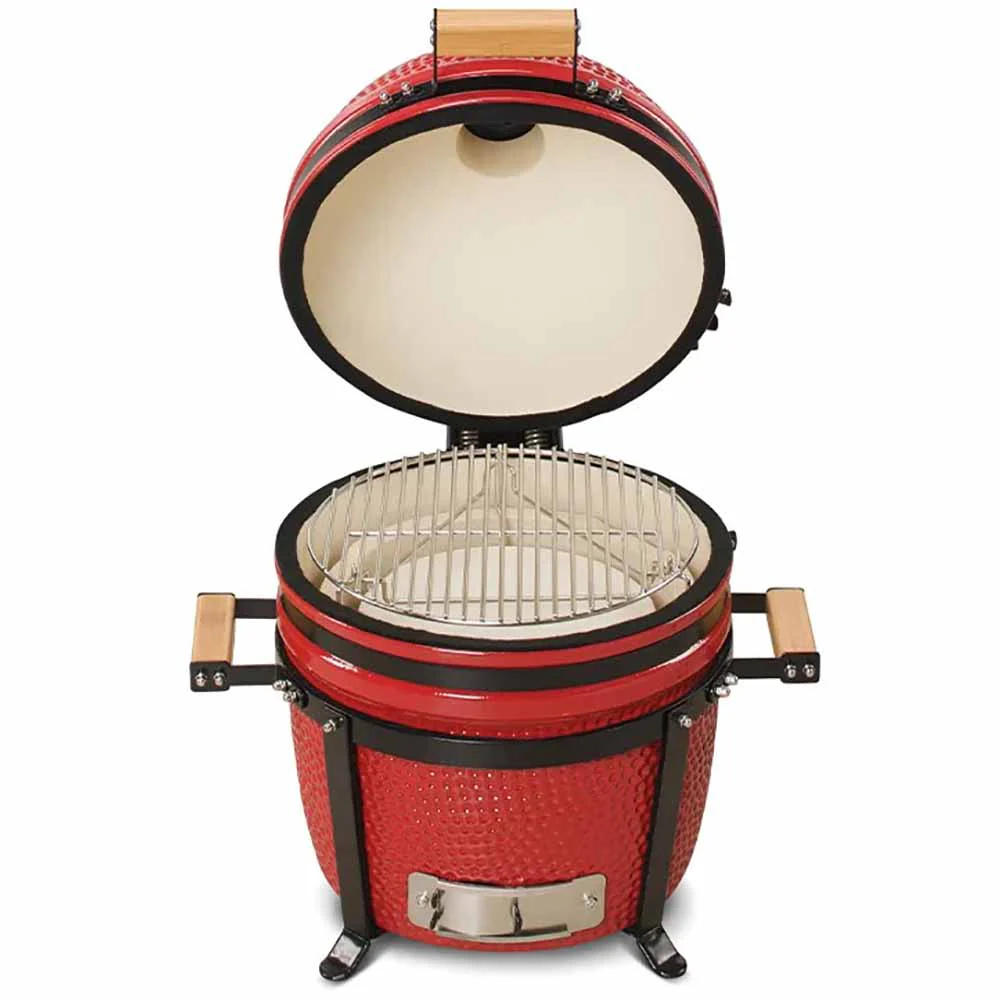 Kamado Bono Minimo Barbecue Kamado 40 cm Rosso Compatto con Sistema di Cottura Multifunzionale - Image 2