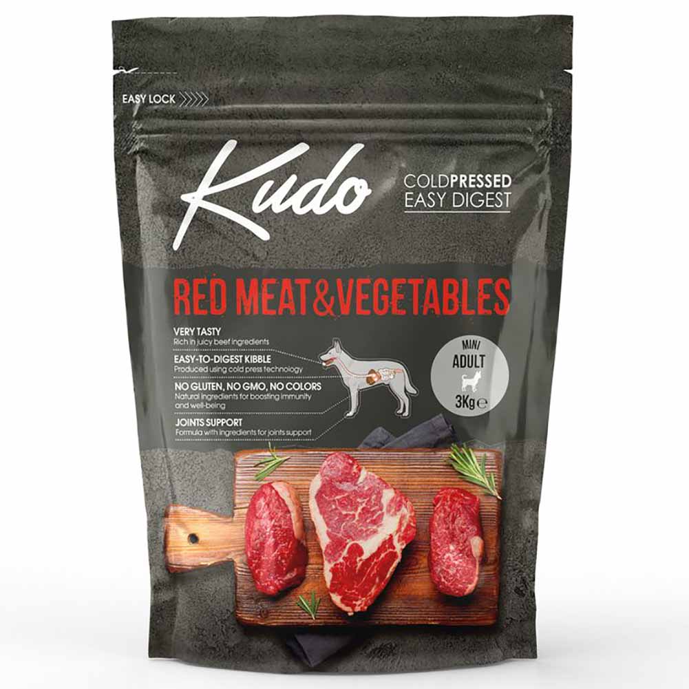 Kudo Red Meat & Vegetables Mini Adult 3kg per Cani Adulti di Taglia Piccola