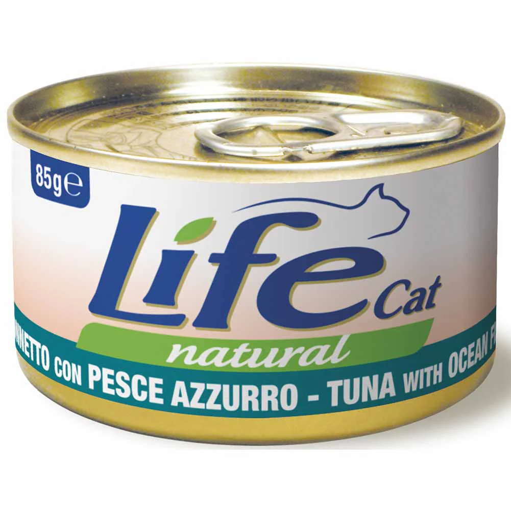 Life Cat Natural Tonnetto con Pesce Azzurro cibo umido per gatti adulti 85g