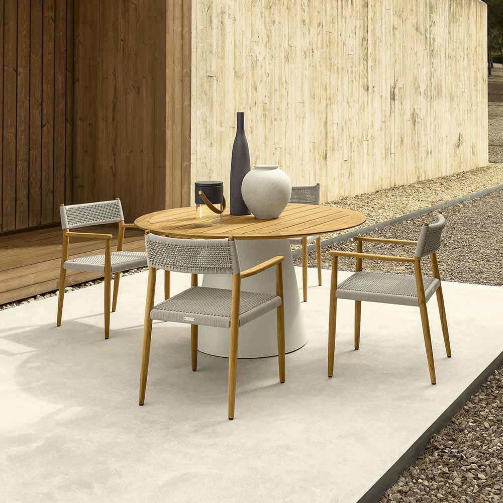 Sedia con braccioli Dolcevita beige Teak Talenti - Image 4