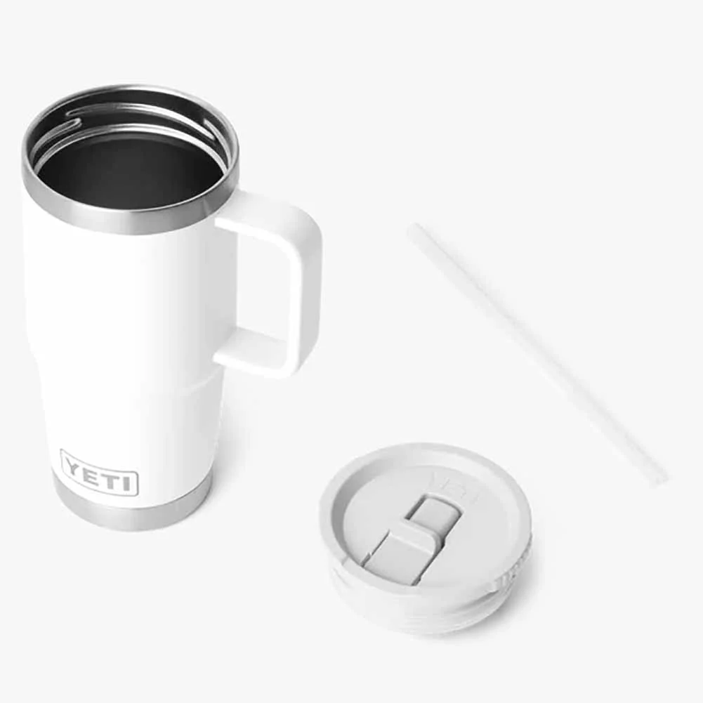 Tazza viaggio Rambler Yeti bianca con cannuccia 595 ml - Image 4