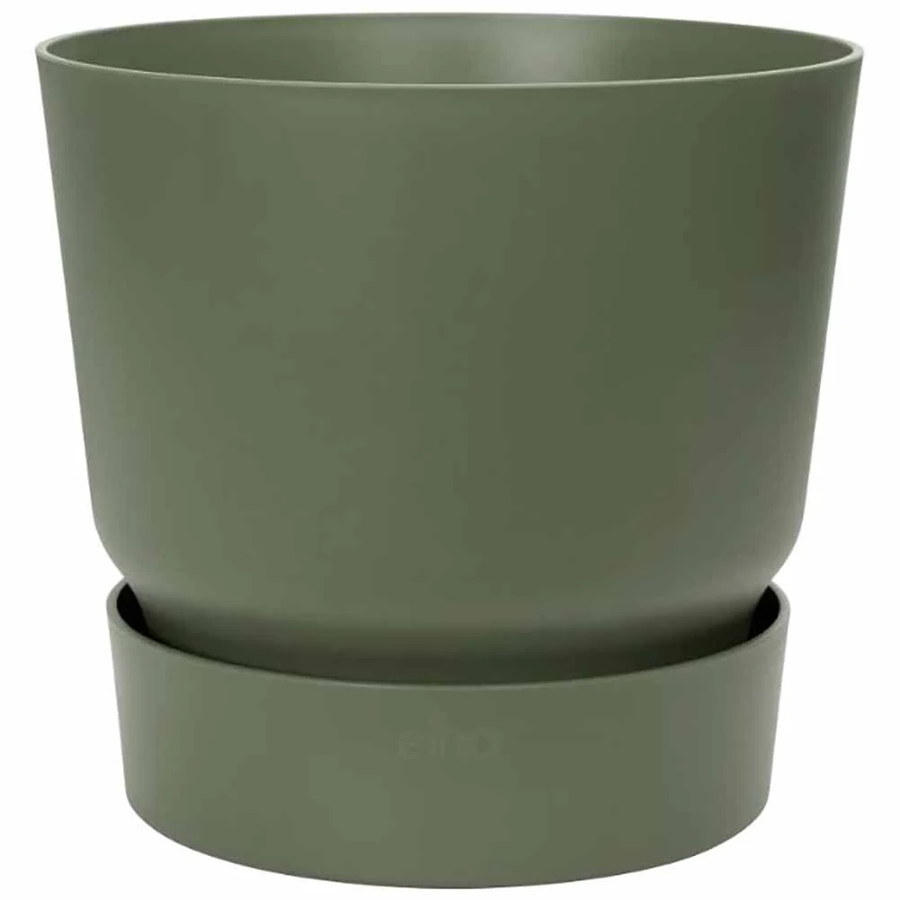Vaso Tondo Elho Greenville Round 25 cm Verde con Riserva Idrica