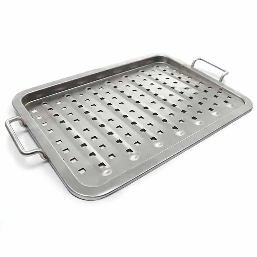 Vassoio cottura Pluma 45x33 cm in acciaio inox per griglia con manici